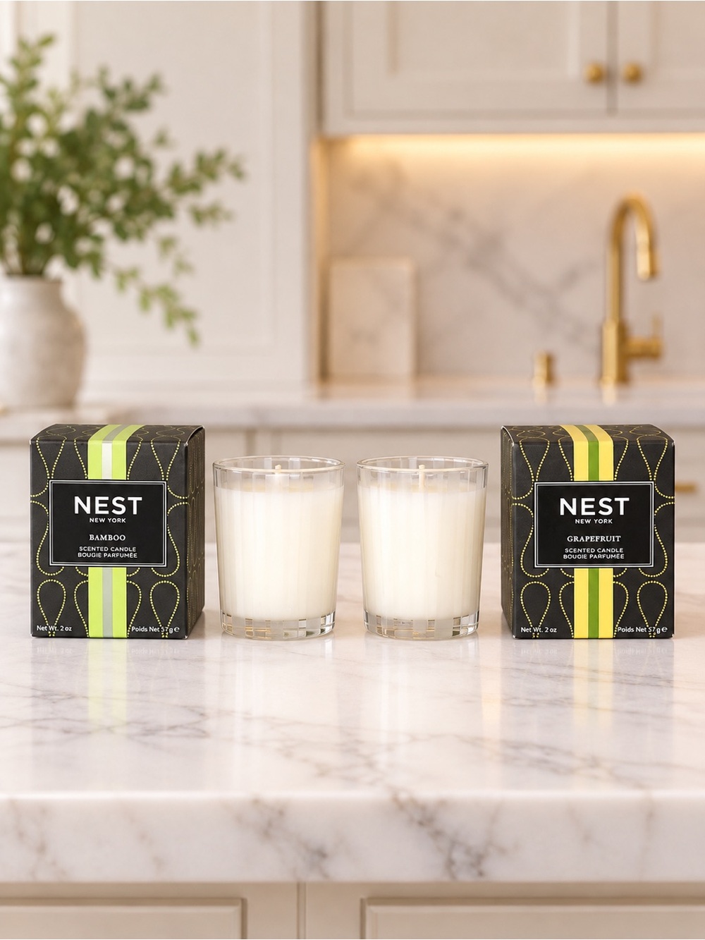 NEST New York Bamboo & Grapefruit Votive Candle Duo 2 oz Each NIB